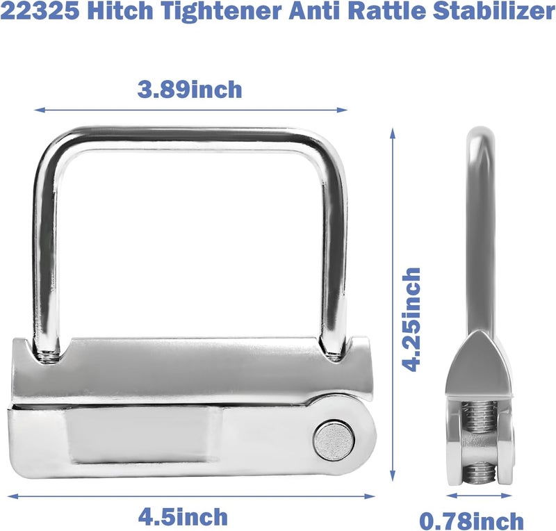 ulapithi 22325 No-Tool Anti-Rattle Hitch Clamp Tightener, Hitch Tightener Anti-Rattle Clamp for 2-Inch Receiver, Hollow or Solid Shanks Trailer Hitches Accessories, Silver Heavy Duty Hitch Stabilizer - Image 2